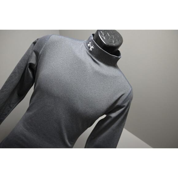 Under Armour Mock TurtleNeck Fitted Gym Shirt ColdGear Gray Womens Large - Picture 1 of 9